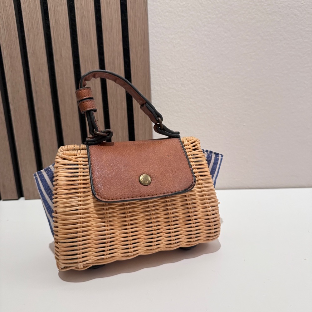 Free People Jute Mini Basket Handbag